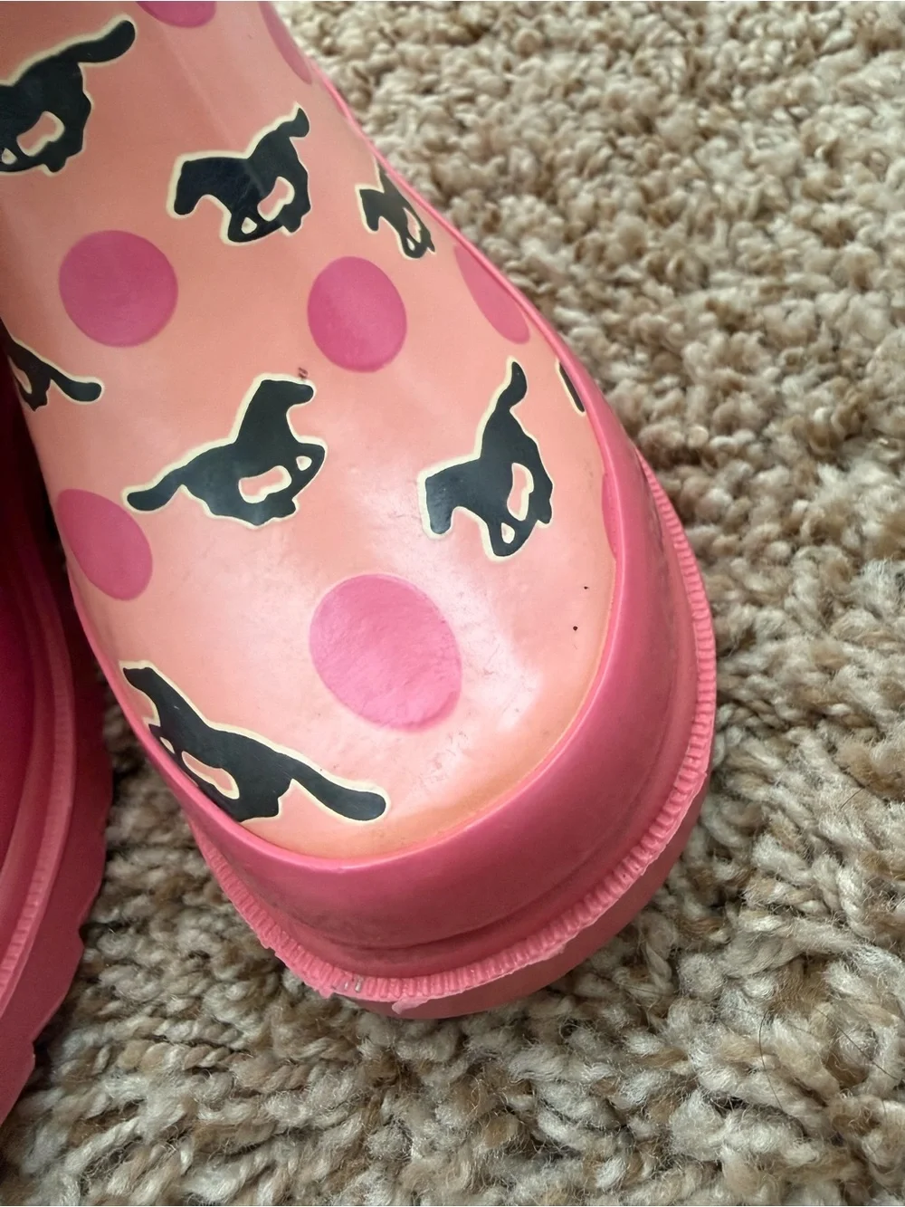 Blazin Roxx Girls Pink Horse Polka Dot Rain Boots Size XS 10/11